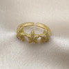 Oro Laminado Elegant Ring, Gold Filled Style Star Design, Matte Finish, Golden Finish, 01.341.0172