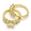 Oro Laminado Multi Stone Ring, Gold Filled Style with White Cubic Zirconia, Polished, Golden Finish, 01.99.0056.08 (Size 8)