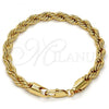 Gold Tone Basic Bracelet, Rope Design, Polished, Golden Finish, 04.242.0043.09GT
