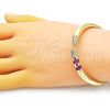 Oro Laminado Individual Bangle, Gold Filled Style with Ruby Cubic Zirconia and White Micro Pave, Polished, Golden Finish, 07.341.0041.1