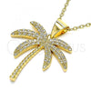 Oro Laminado Fancy Pendant, Gold Filled Style Tree Design, with White Micro Pave, Polished, Golden Finish, 05.342.0012