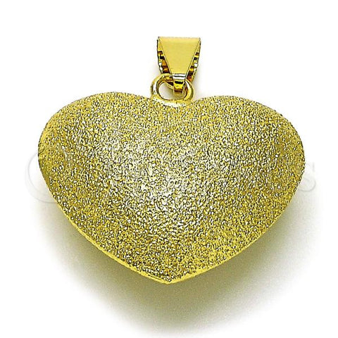 Oro Laminado Fancy Pendant, Gold Filled Style Heart and Hollow Design, Matte Finish, Golden Finish, 05.341.0092