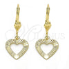 Oro Laminado Dangle Earring, Gold Filled Style Heart Design, Golden Finish, 5.082.008