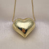 Oro Laminado Pendant Necklace, Gold Filled Style Heart and Hollow Design, Polished, Golden Finish, 04.341.0110.18