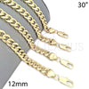 Oro Laminado Basic Necklace, Gold Filled Style Miami Cuban Design, Polished, Golden Finish, 04.63.0134.30