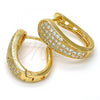 Oro Laminado Huggie Hoop, Gold Filled Style with White Micro Pave, Polished, Golden Finish, 02.217.0036.15