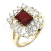 Oro Laminado Multi Stone Ring, Gold Filled Style with Ruby and White Cubic Zirconia, Polished, Golden Finish, 01.210.0102.1.06 (Size 6)