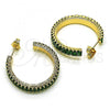 Oro Laminado Stud Earring, Gold Filled Style with Green Cubic Zirconia, Polished, Golden Finish, 02.64.0642.3