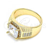Oro Laminado Mens Ring, Gold Filled Style with White Cubic Zirconia and White Micro Pave, Polished, Golden Finish, 01.266.0046.10