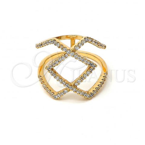 Oro Laminado Multi Stone Ring, Gold Filled Style with White Cubic Zirconia, Polished, Golden Finish, 01.155.0026.06 (Size 6)