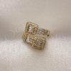 Oro Laminado Multi Stone Ring, Gold Filled Style Baguette Design, with White Cubic Zirconia and White Micro Pave, Polished, Golden Finish, 01.283.0034