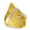 Oro Laminado Multi Stone Ring, Gold Filled Style with White Crystal, Polished, Golden Finish, 01.241.0011.08 (Size 8)