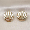 Oro Laminado Stud Earring, Gold Filled Style Shell Design, Polished, Golden Finish, 02.195.0315