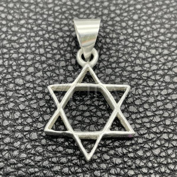 Sterling Silver Fancy Pendant, Star of David Design, Polished, Silver Finish, 05.392.0062