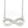 Sterling Silver Pendant Necklace, Infinite Design, with White Cubic Zirconia, Polished, Rhodium Finish, 04.336.0175.16