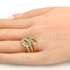 Oro Laminado Multi Stone Ring, Gold Filled Style with White Cubic Zirconia and White Micro Pave, Polished, Golden Finish, 01.99.0024.08 (Size 8)