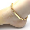 Oro Laminado Fancy Anklet, Gold Filled Style Leaf Design, Polished, Golden Finish, 03.210.0065.10