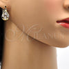 Oro Laminado Small Hoop, Gold Filled Style Teardrop Design, with White Cubic Zirconia, Polished, Golden Finish, 02.196.0001.15