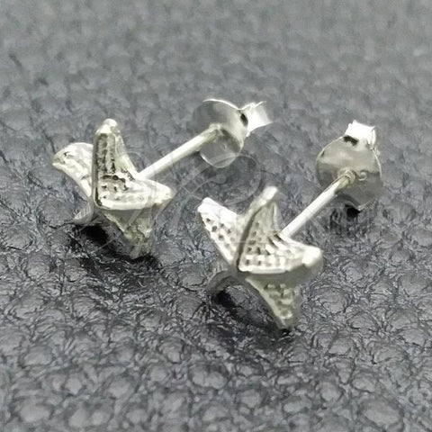 Sterling Silver Stud Earring, Star Design, Polished, Silver Finish, 02.397.0031