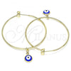 Oro Laminado Medium Hoop, Gold Filled Style Evil Eye Design, Blue Enamel Finish, Golden Finish, 02.213.0220.40