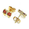 Oro Laminado Stud Earring, Gold Filled Style Bow Design, with Garnet and White Cubic Zirconia, Polished, Golden Finish, 02.387.0030.1