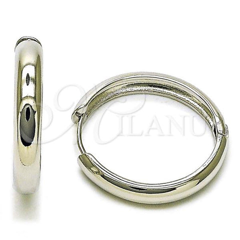 Rhodium Plated Huggie Hoop, Chunky Design, Polished, Rhodium Finish, 02.195.0305.1.30