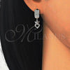 Sterling Silver Dangle Earring, with Black and White Micro Pave, Polished, Rhodium Finish, 02.186.0080