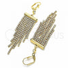 Oro Laminado Long Earring, Gold Filled Style with White Crystal, Polished, Golden Finish, 02.351.0038