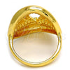 Oro Laminado Multi Stone Ring, Gold Filled Style Greek Key Design, with White Crystal, Polished, Golden Finish, 01.241.0001.07 (Size 7)