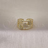 Oro Laminado Multi Stone Ring, Gold Filled Style Heart Design, with White Micro Pave, Polished, Golden Finish, 01.102.0006