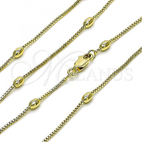 Oro Laminado Basic Necklace, Gold Filled Style Box Design, Polished, Golden Finish, 04.213.0260.18