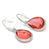 Rhodium Plated Dangle Earring, Teardrop Design, with Padparadscha Swarovski Crystals, Polished, Rhodium Finish, 02.239.0016