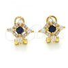 Oro Laminado Stud Earring, Gold Filled Style Teardrop Design, with Sapphire Blue and White Cubic Zirconia, Polished, Golden Finish, 02.217.0081.4 *PROMO*