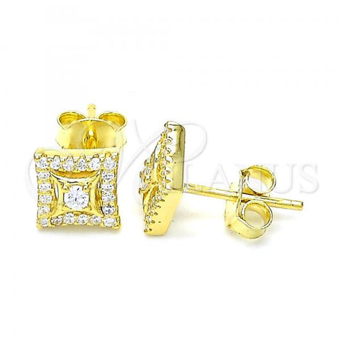 Sterling Silver Stud Earring, with White Cubic Zirconia and White Crystal, Polished, Golden Finish, 02.369.0015.2