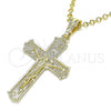 Oro Laminado Religious Pendant, Gold Filled Style Crucifix Design, Polished, Golden Finish, 05.351.0158.1