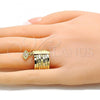 Oro Laminado Multi Stone Ring, Gold Filled Style Semanario and Evil Eye Design, with White Cubic Zirconia, Diamond Cutting Finish, Golden Finish, 01.253.0033.1.07 (Size 7)