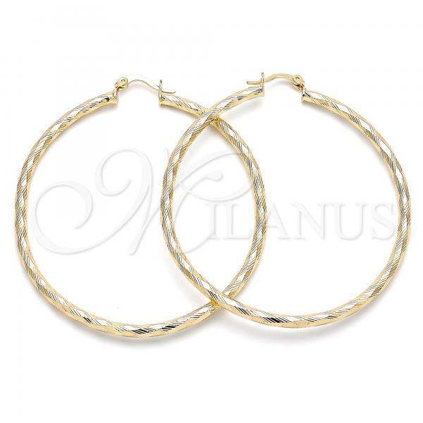 Oro Laminado Large Hoop, Gold Filled Style Diamond Cutting Finish, Golden Finish, 02.213.0240.60