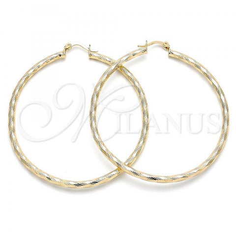Oro Laminado Large Hoop, Gold Filled Style Diamond Cutting Finish, Golden Finish, 02.213.0240.60
