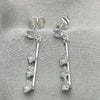 Sterling Silver Long Earring, with White Cubic Zirconia, Polished, Silver Finish, 02.401.0066