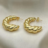 Oro Laminado Stud Earring, Gold Filled Style and Hollow Polished, Golden Finish, 02.163.0163.35