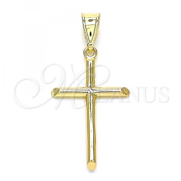 Oro Laminado Religious Pendant, Gold Filled Style Cross Design, Polished, Golden Finish, 05.253.0133