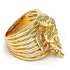 Oro Laminado Multi Stone Ring, Gold Filled Style Angel Design, with White Cubic Zirconia, Polished, Golden Finish, 01.60.0001.11 (Size 11)