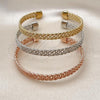 Oro Laminado Trio Bangle, Gold Filled Style Diamond Cutting Finish, Tricolor, 07.282.0032