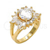 Oro Laminado Multi Stone Ring, Gold Filled Style with White Cubic Zirconia, Polished, Golden Finish, 01.210.0058.09 (Size 9)