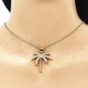 Oro Laminado Fancy Pendant, Gold Filled Style Tree Design, with White Micro Pave, Polished, Golden Finish, 05.342.0012