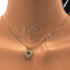 Oro Laminado Pendant Necklace, Gold Filled Style Heart Design, with White Micro Pave, Polished, Golden Finish, 04.156.0035.20