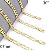 Oro Laminado Basic Necklace, Gold Filled Style Pave Figaro Design, Diamond Cutting Finish, Golden Finish, 5.223.034.30