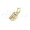 Oro Laminado Fancy Pendant, Gold Filled Style Initials Design, with White Cubic Zirconia, Polished, Golden Finish, 05.341.0022