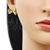 Oro Laminado Stud Earring, Gold Filled Style Bow Design, Polished, Golden Finish, 02.341.0208