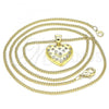 Oro Laminado Pendant Necklace, Gold Filled Style Heart Design, with White Micro Pave, Polished, Golden Finish, 04.156.0353.20